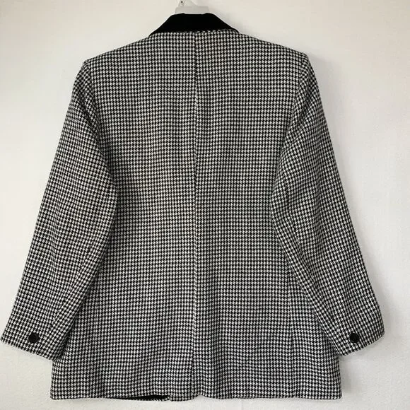Vintage Dumas Blazer Jacket Women 14 Houndstooth Career Retro Lined Y2K USA Corp - Picture 2 of 14